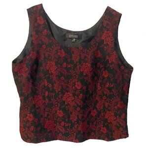 Kasper Brocade Sleeveless Top Women 18 Black Red Victorian Vampire